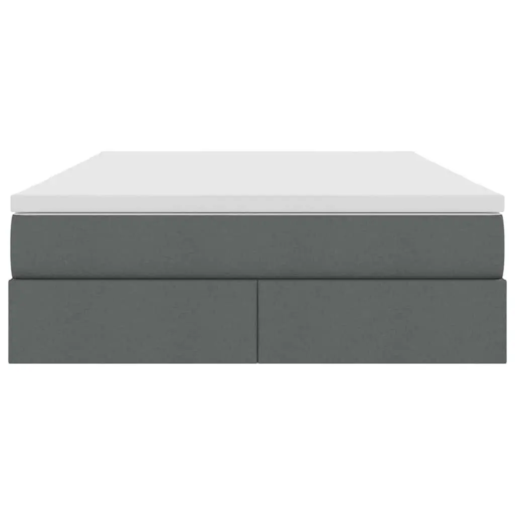 Storage Bed Grey 152 x 203 cm Modern Metal Frame with Hydraulic Lift and Pocket Spring Mattress