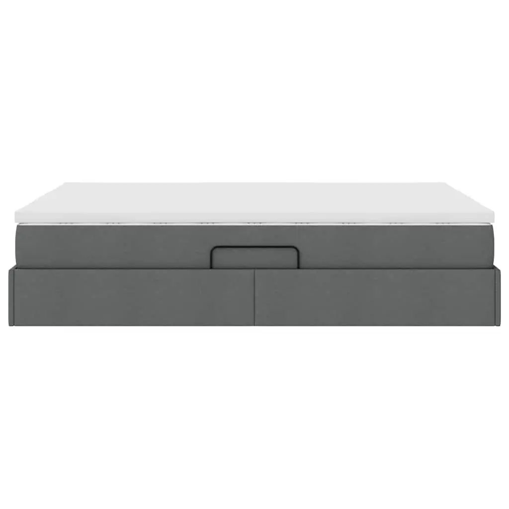 Storage Bed Grey 152 x 203 cm Modern Metal Frame with Hydraulic Lift and Pocket Spring Mattress