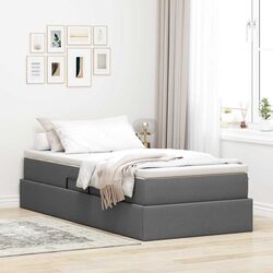 Storage Bed with Mattress Grey Modern Design Hydraulic Lift Under-Bed