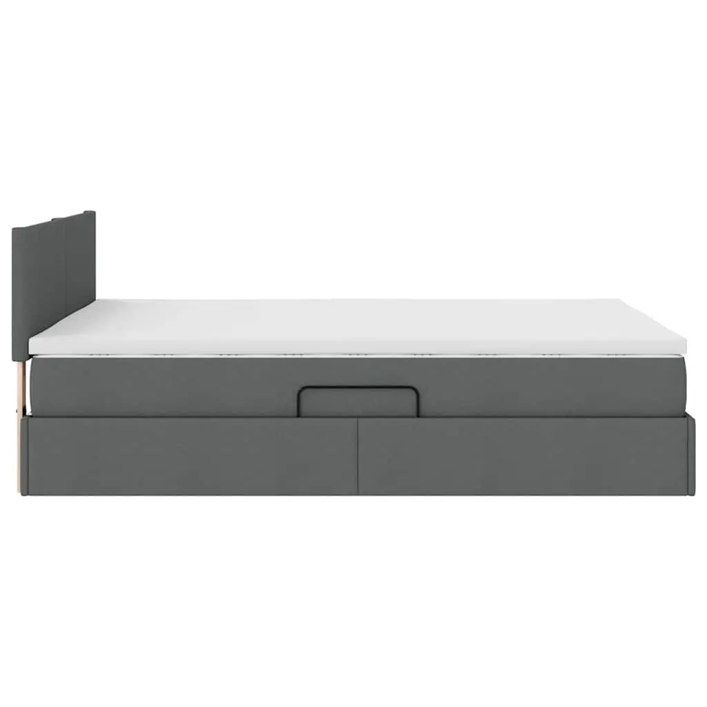 LED Storage Bed with Mattress Dark Grey 152 x 203 cm Upholstered Frame