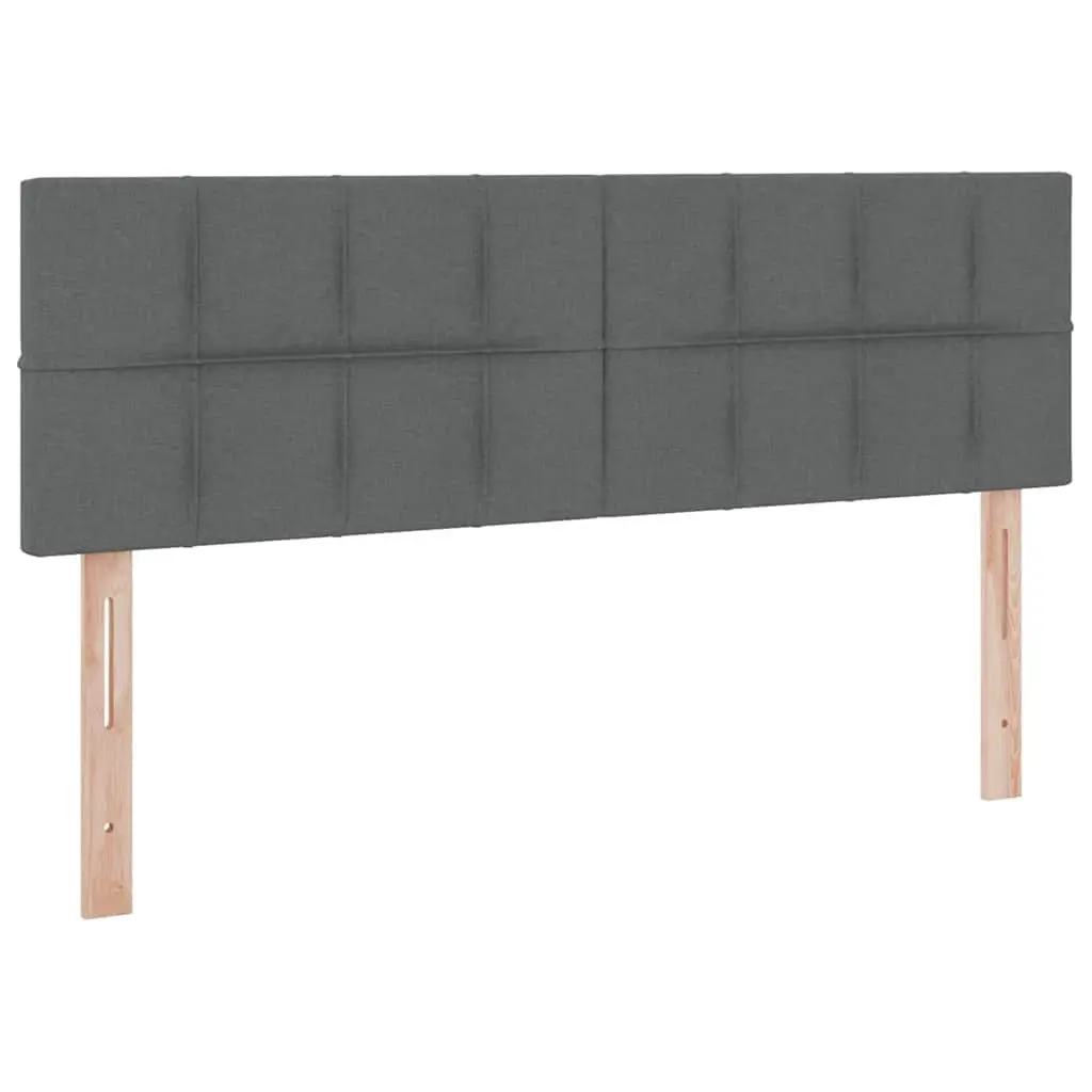 Storage Bed Dark Grey Upholstered Frame with Mattress 152 x 203 cm and LED Lighting