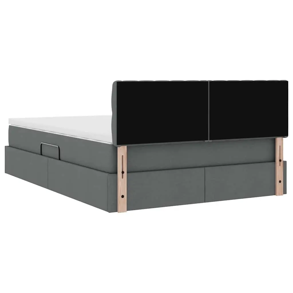 LED Storage Bed with Mattress Dark Grey 152 x 203 cm