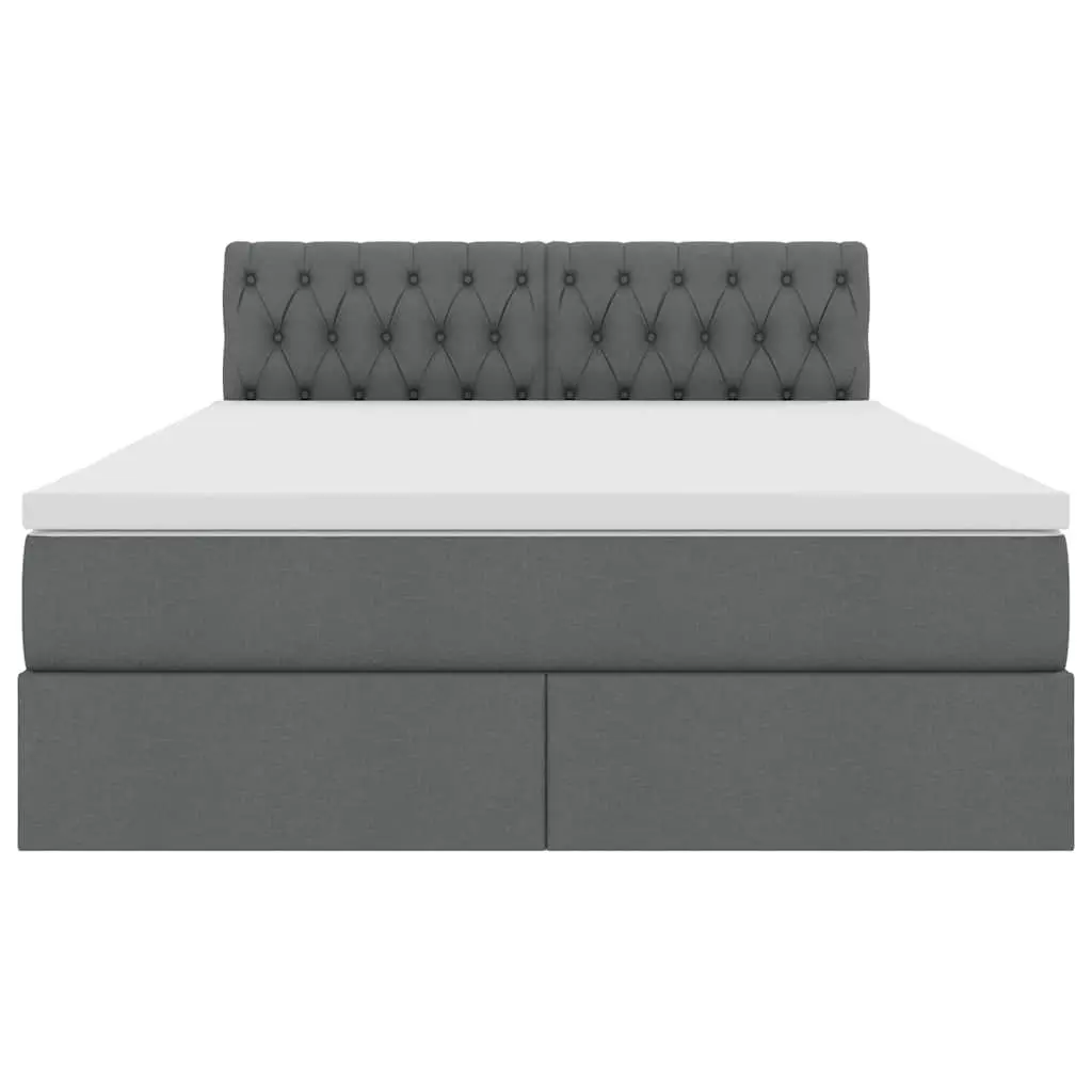 LED Storage Bed with Mattress Dark Grey 152 x 203 cm