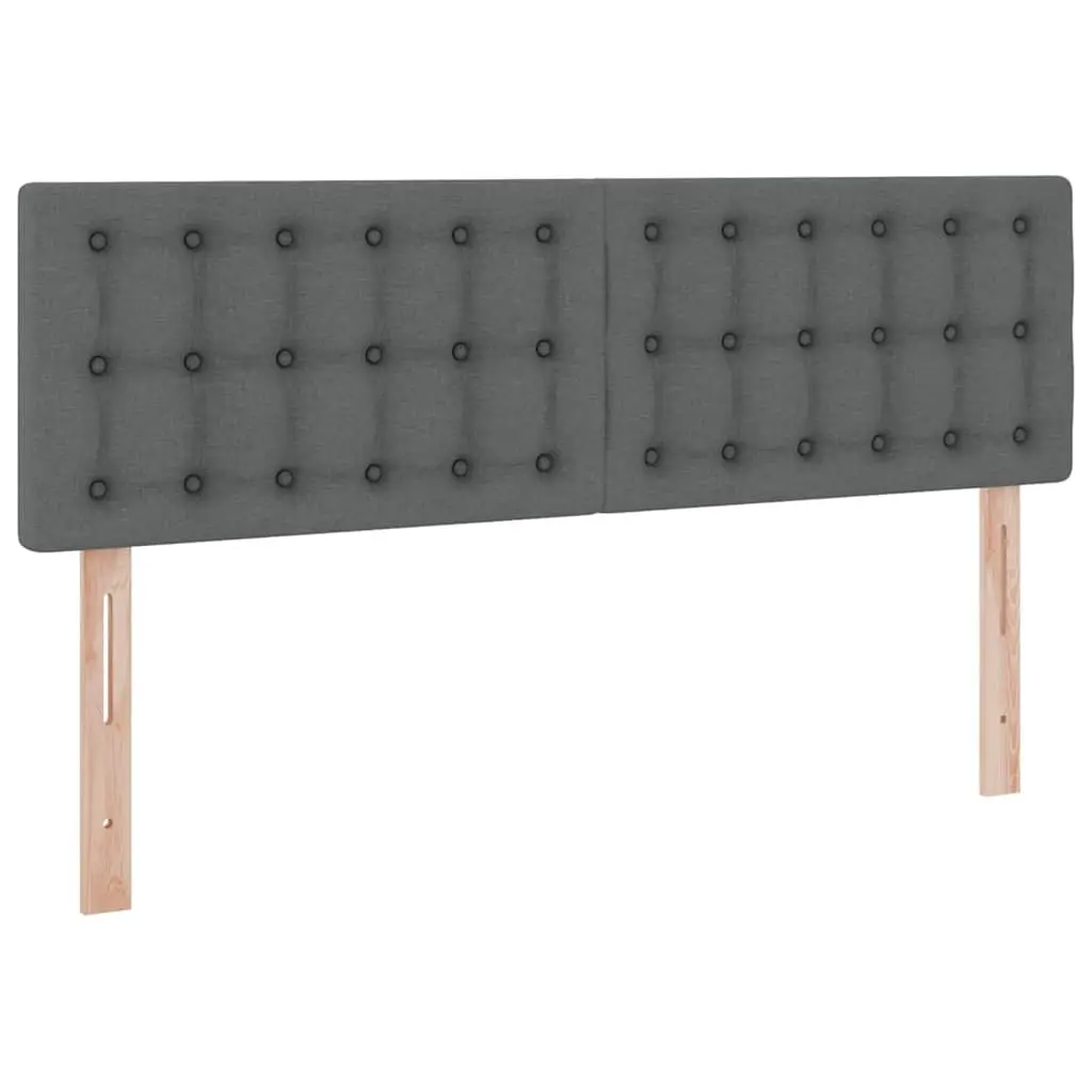 Upholstered Storage Bed Medium Firm Mattress Dark Grey 152x203cm LED Lighting Gas Lift Frame