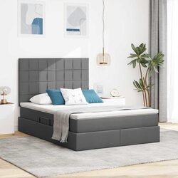 Grey Hydraulic Lift Storage Bed with Headboard 137x190cm