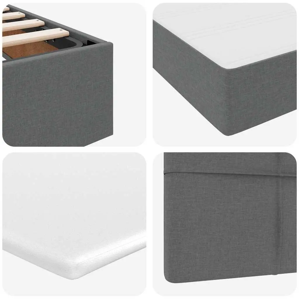 Storage Bed Grey 153 x 203 cm Hydraulic Lift Polyester Fabric Headboard Black Metal Frame