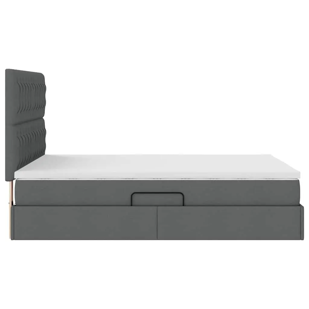 Grey Storage Bed with Headboard 153x203cm Metal Frame Hydraulic Lift Under Bed Compartment