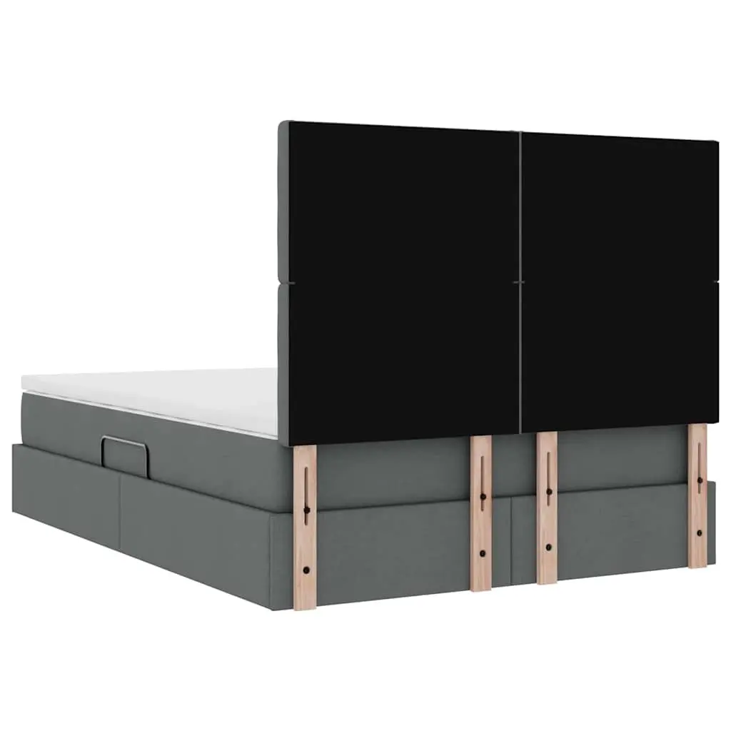 Storage Bed Hydraulic Lift Grey 153 x 203 cm Metal Frame with Headboard