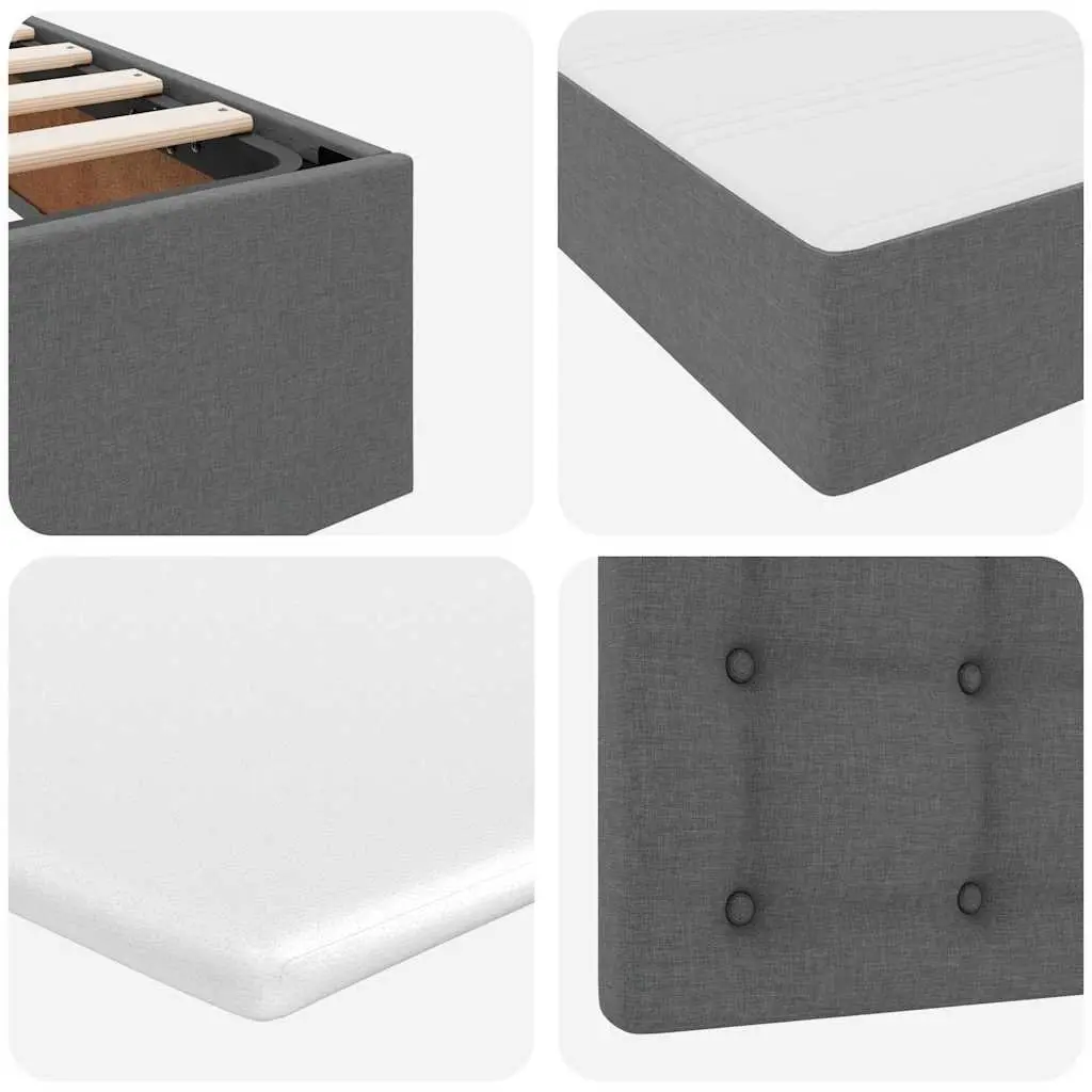 Storage Bed Hydraulic Lift Grey 153 x 203 cm Metal Frame with Headboard