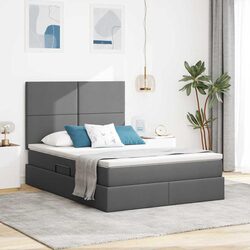 Modern LED Storage Bed with Mattress in Dark Grey