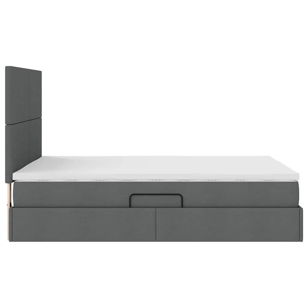 LED Storage Bed with Mattress Dark Grey 152 x 203 cm Modern Furniture