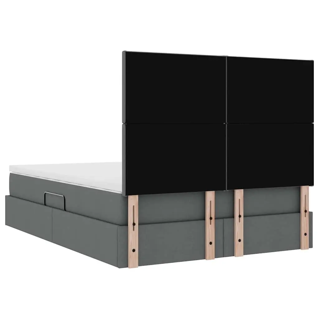 LED Storage Bed with Mattress Dark Grey 152 x 203 cm Modern Furniture