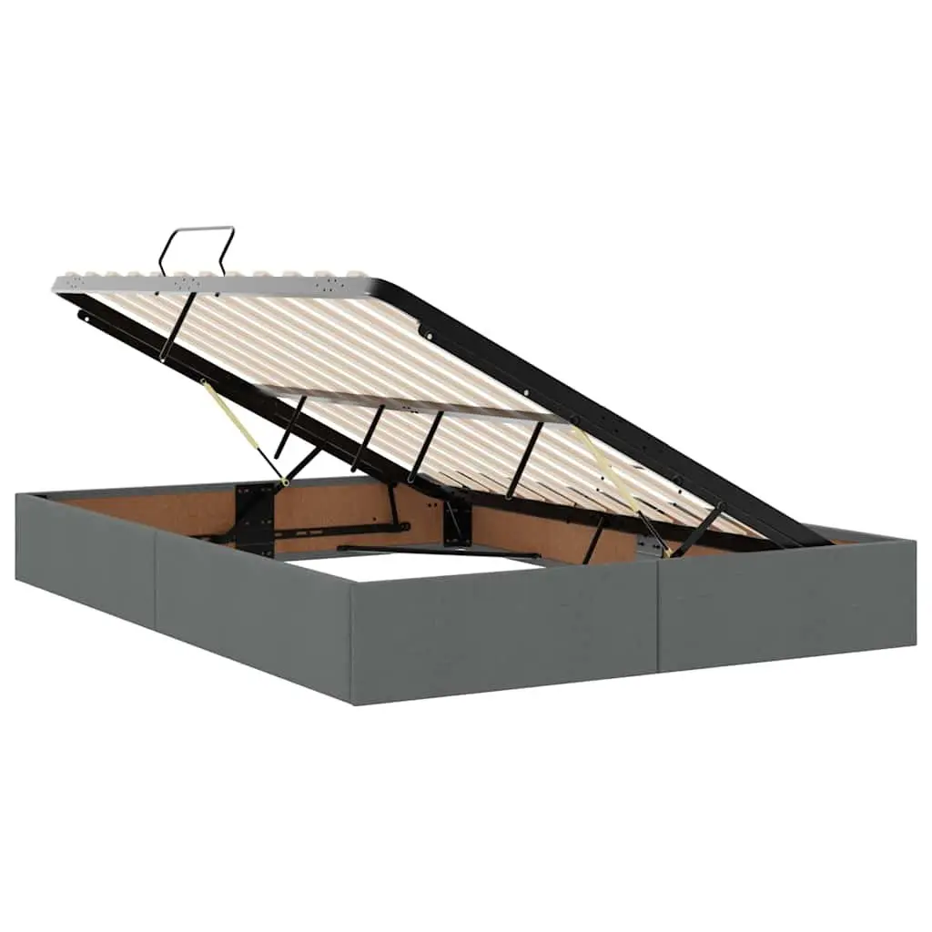 Storage Bed with Mattress Dark Grey 152x203cm Padded Headboard LED Lighting Adjustable Height