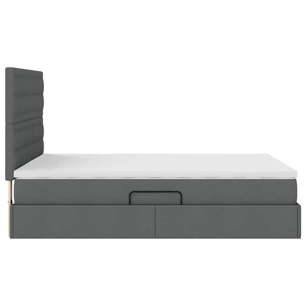 LED Storage Bed Dark Grey Queen Size Upholstered Headboard with Mattress