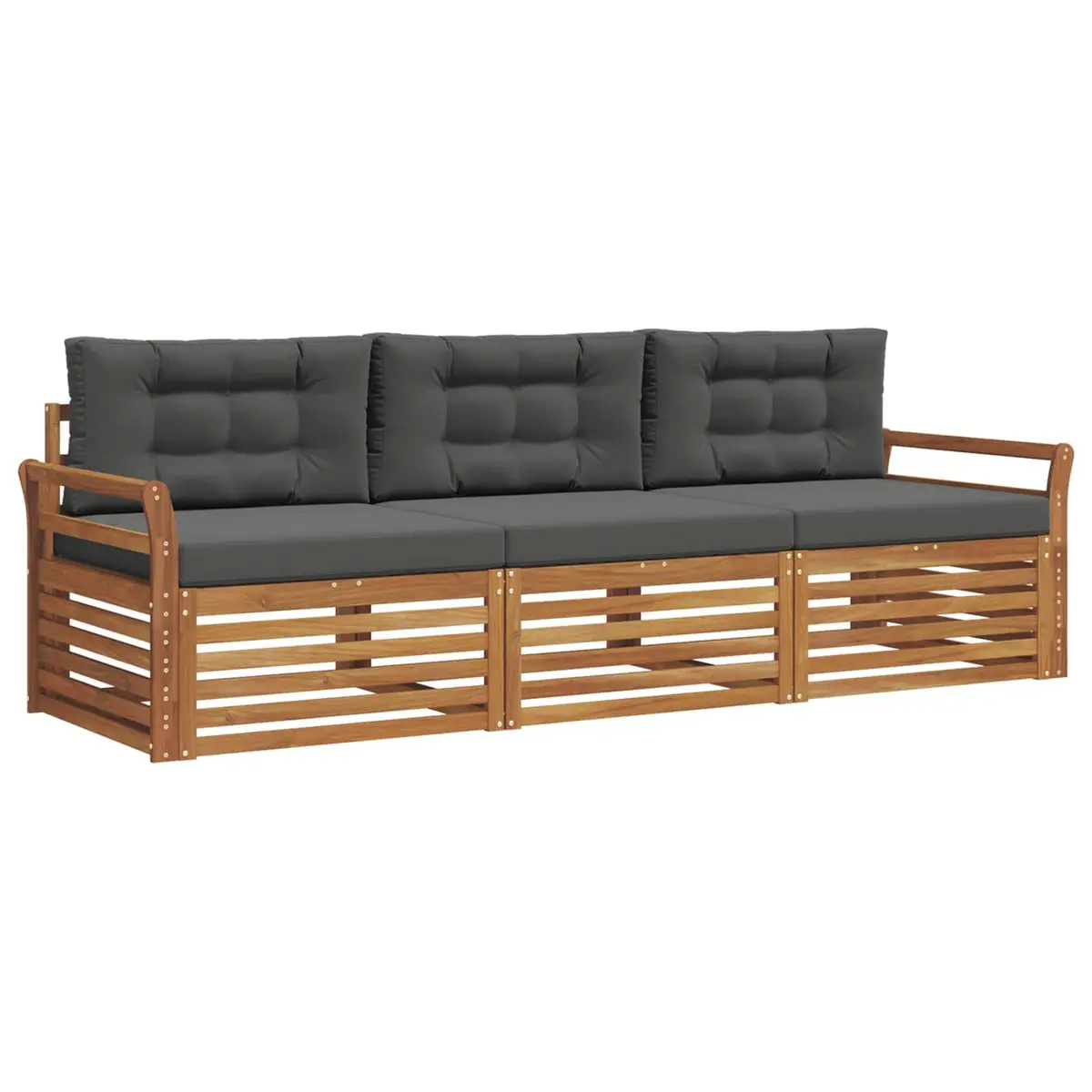 3 Piece Outdoor Sofa Set Acacia Wood Natural and Anthracite Finish Garden Furniture