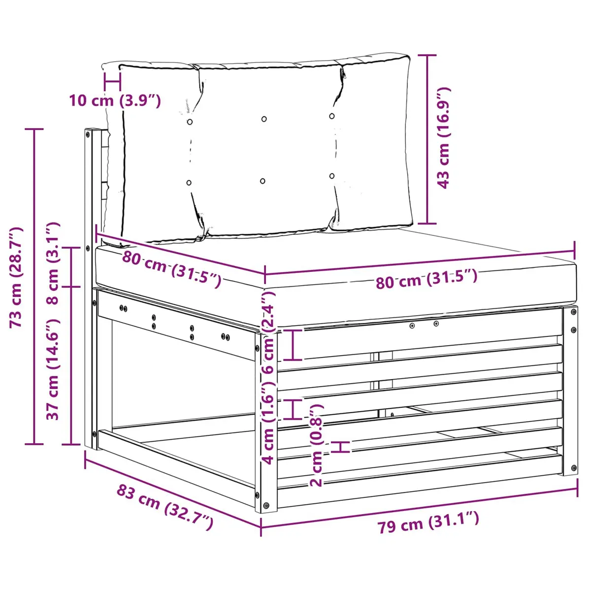 3 Piece Outdoor Sofa Set Acacia Wood Natural and Anthracite Finish Garden Furniture