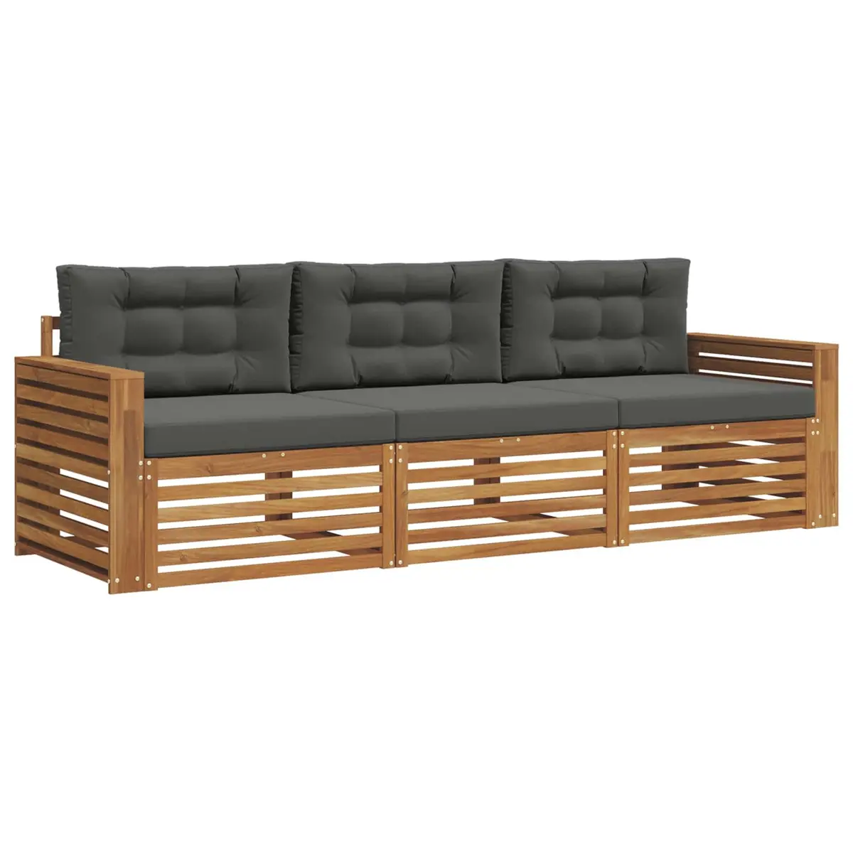 Outdoor Sofa Set Modular 3 Piece Natural Anthracite Solid Acacia Wood