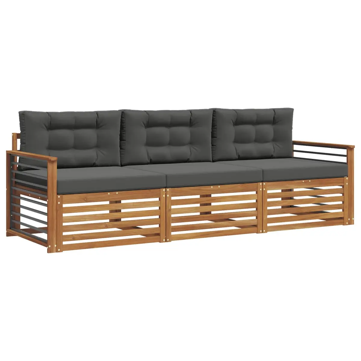 Outdoor Sofa Set Modern 3 Piece Natural Anthracite Solid Acacia Wood