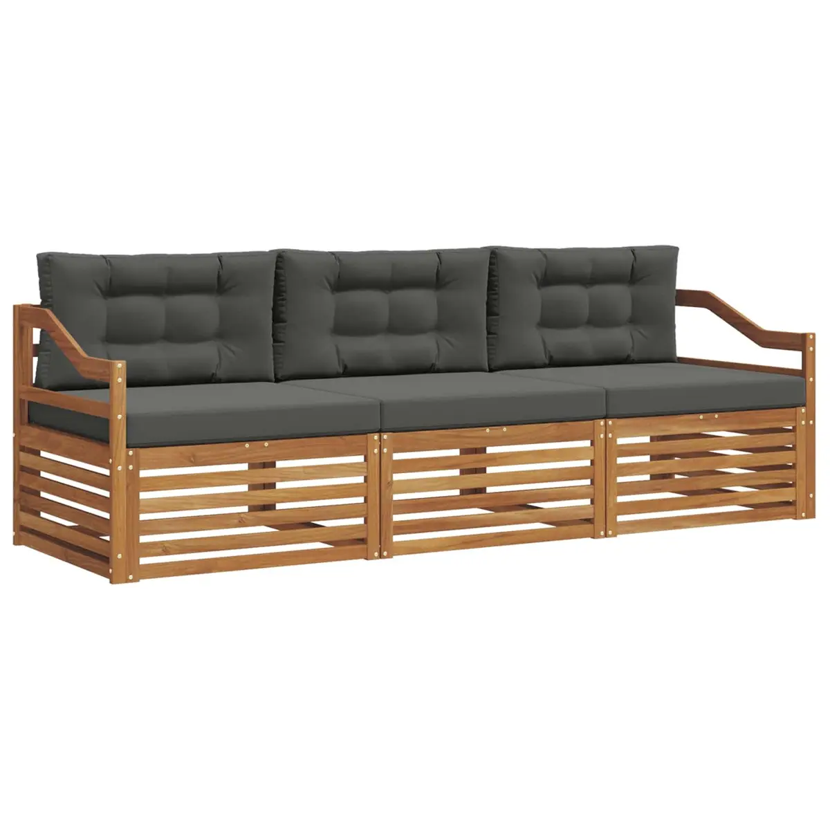 Outdoor Sofa Set Modular 3 Piece Natural Anthracite Solid Acacia Wood