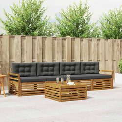 5 Piece Outdoor Sofa Set with Cushions in Natural Anthracite