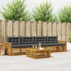 5-Piece Outdoor Sofa Set with Cushions in Natural