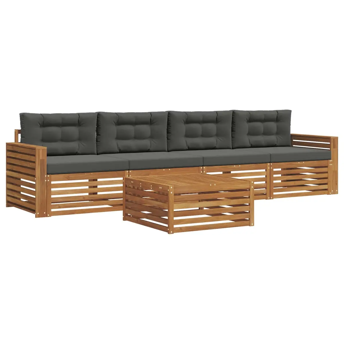 Outdoor Sofa Set Modular 5 Pieces Natural Acacia Wood