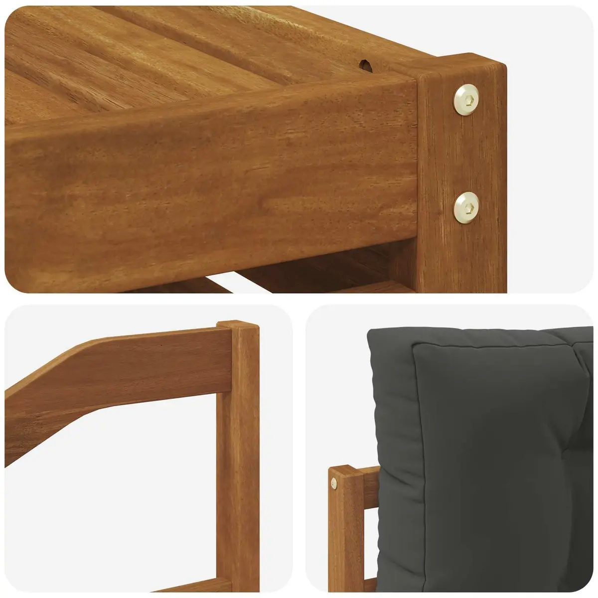 Outdoor Sofa Set Modular 5 Piece Acacia Wood with Cushions