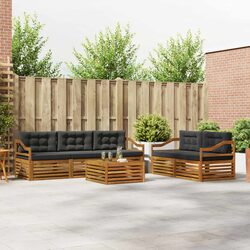 6 Piece Outdoor Sofa Set in Natural Acacia Wood