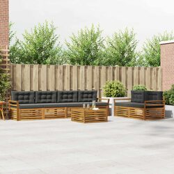 7 Piece Acacia Wood Outdoor Sofa Set with Cushions