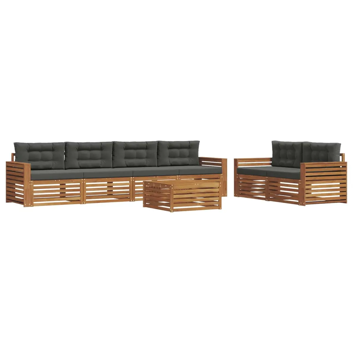 Outdoor Sofa Set Modern 7 Piece Natural Solid Acacia Wood