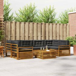 7-Piece Outdoor Sofa Set with Cushions in Natural Anthracite