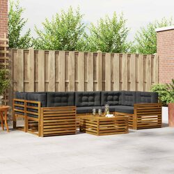 7 Piece Outdoor Sofa Set in Natural Anthracite Acacia