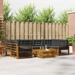7-Piece Outdoor Sofa Set with Natural Acacia and Anthracite Cushions