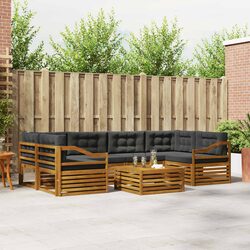 7-Piece Outdoor Sofa Set with Cushions in Natural Anthracite
