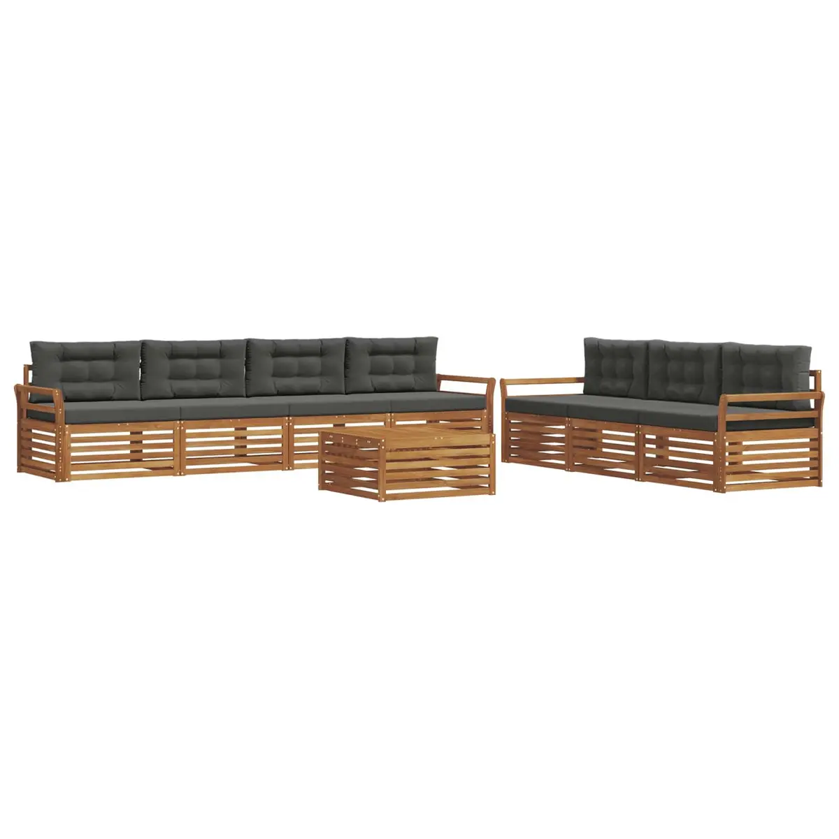 Outdoor Sofa Set Modular 8 Pieces Natural Anthracite Solid Acacia Wood
