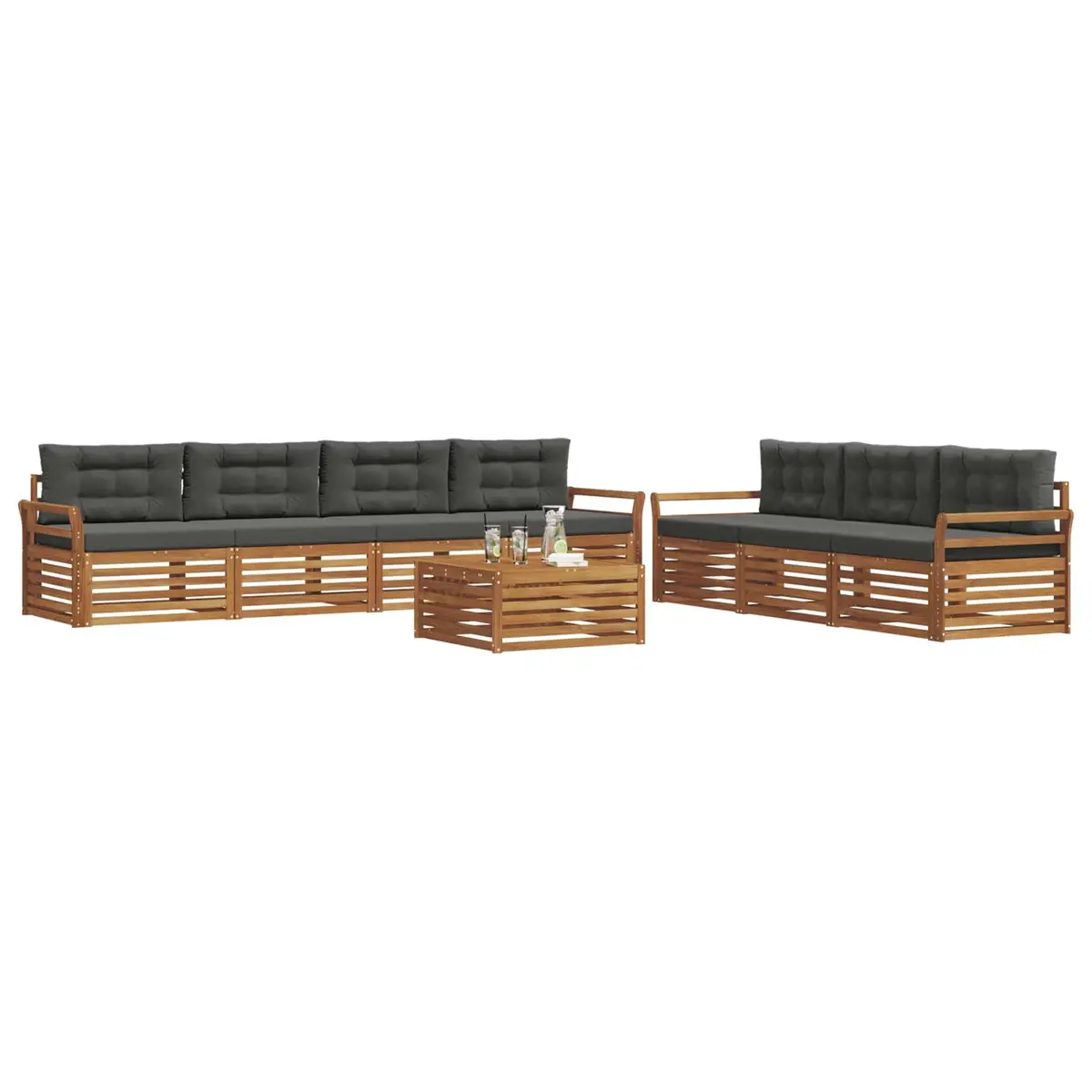 Outdoor Sofa Set Modular 8 Pieces Natural Anthracite Solid Acacia Wood