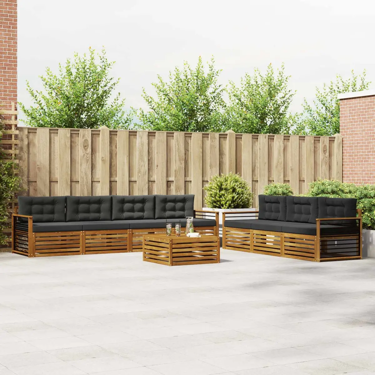 Outdoor Sofa Set Modular Natural Anthracite 8 Piece Solid Acacia Wood