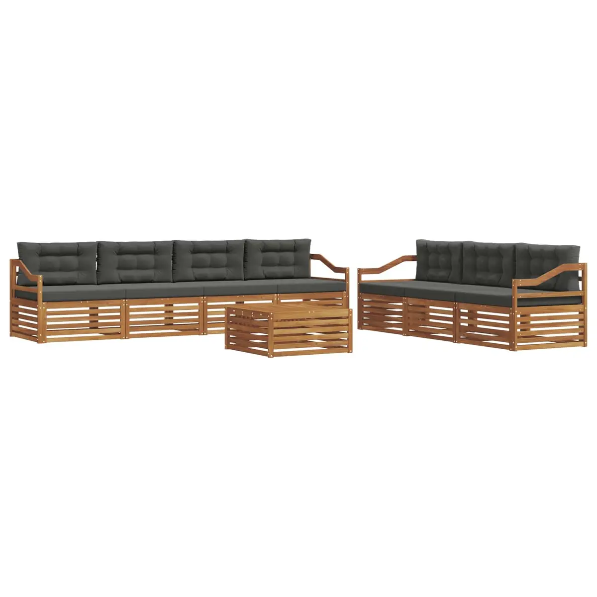 Outdoor Sofa Set Modular Natural Anthracite Acacia 8 Piece