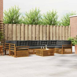 8-Piece Acacia Wood Outdoor Sofa Set in Natural and Anthracite