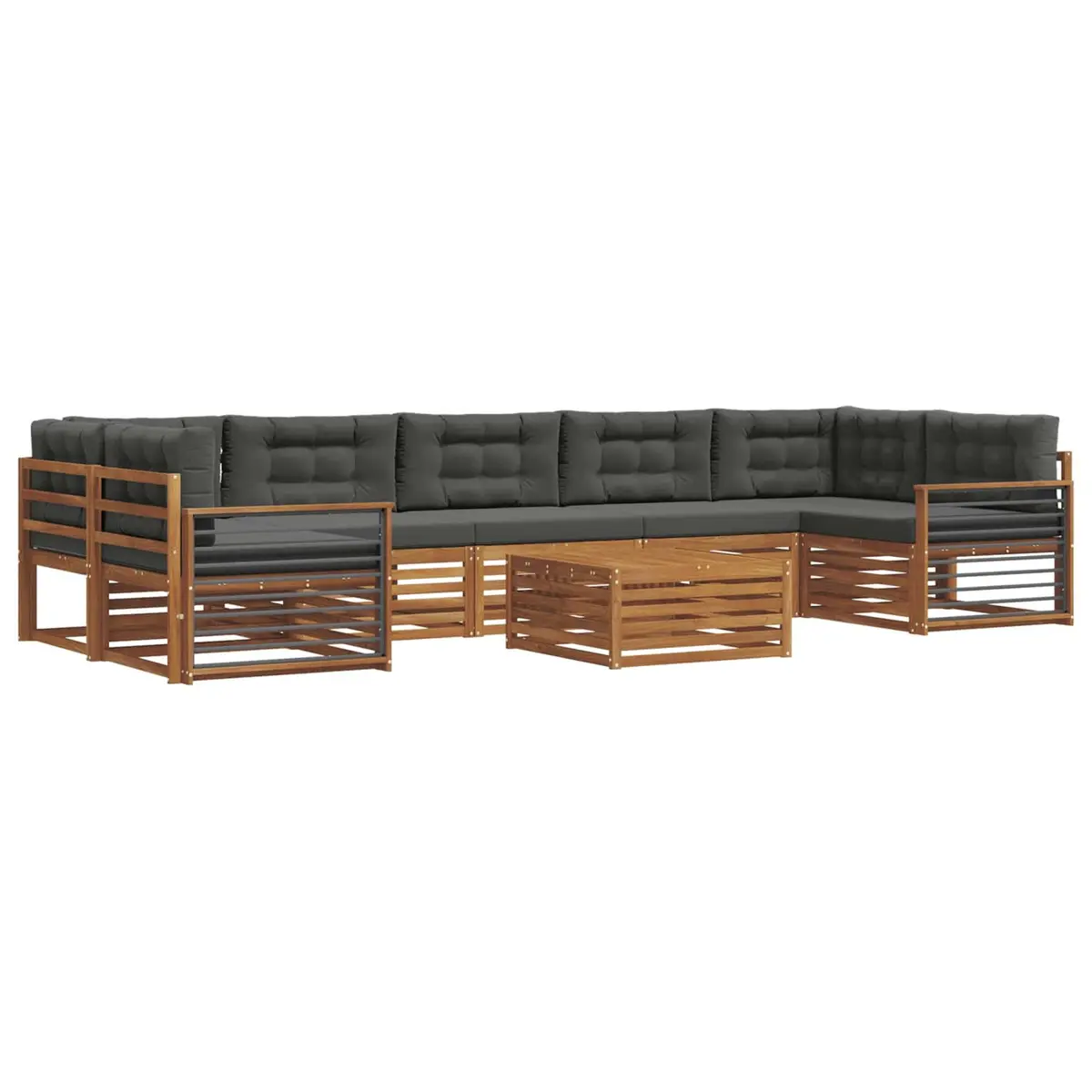 Outdoor Sofa Set Modular Natural Anthracite Solid Acacia Wood 8 Piece
