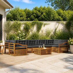 8-Piece Natural Outdoor Sofa Set for Gardens