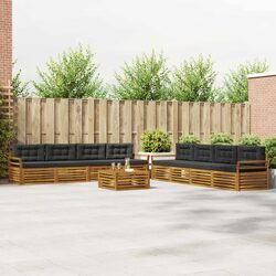 9-Piece Modular Outdoor Sofa Set in Natural Anthracite