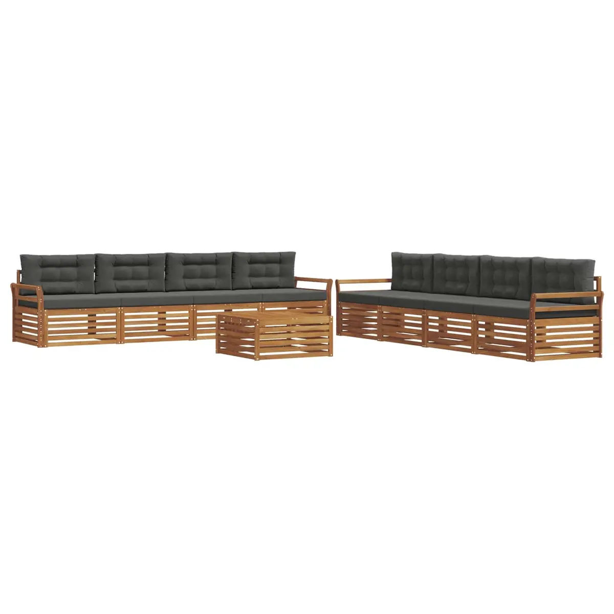 Outdoor Sofa Set Modular 9 Pieces Natural Anthracite Acacia