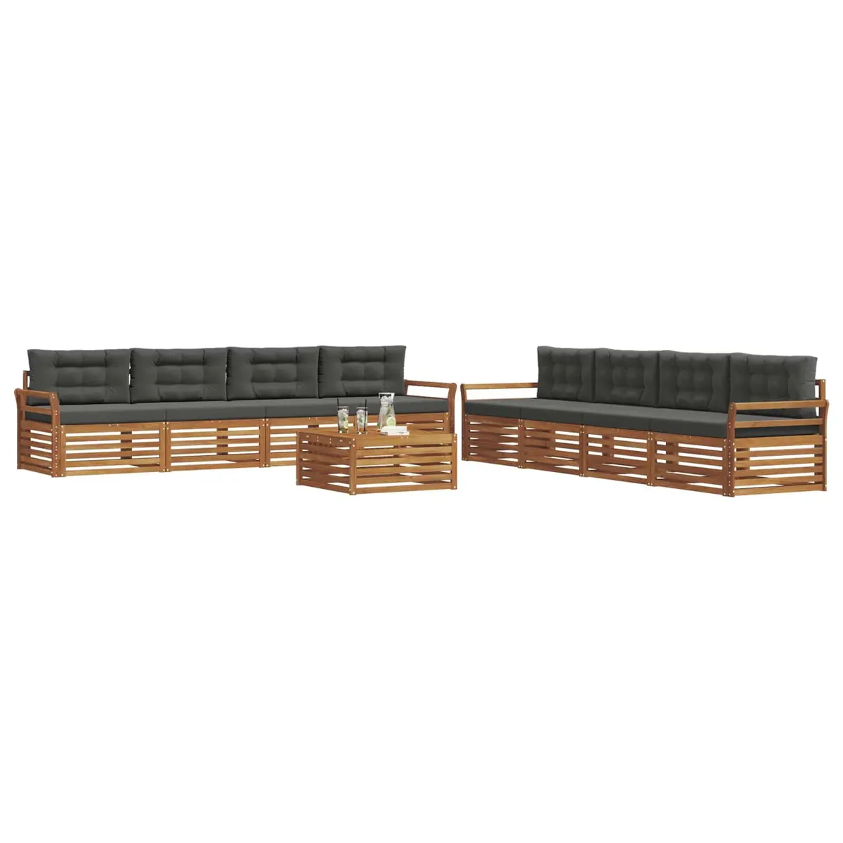 Outdoor Sofa Set Modular 9 Pieces Natural Anthracite Acacia