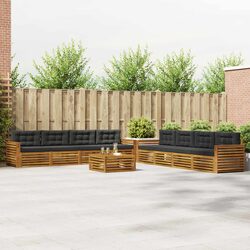 9-Piece Modular Outdoor Sofa Set in Natural Anthracite