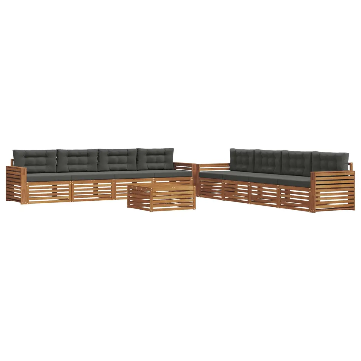 Outdoor Sofa Set Modular 9 Pieces Natural Anthracite Solid Acacia Wood