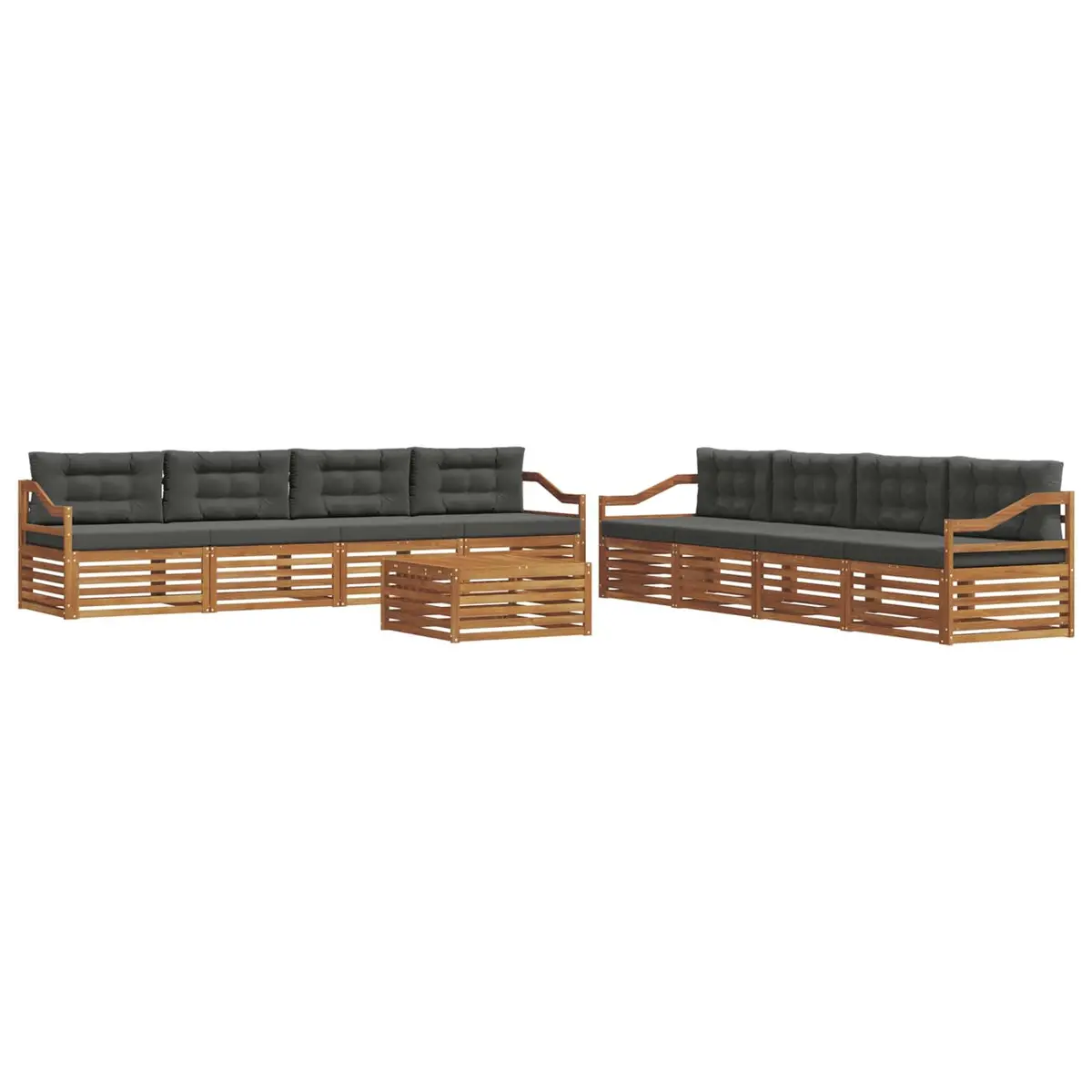 9 Piece Outdoor Sofa Set Modular Natural Anthracite Solid Acacia