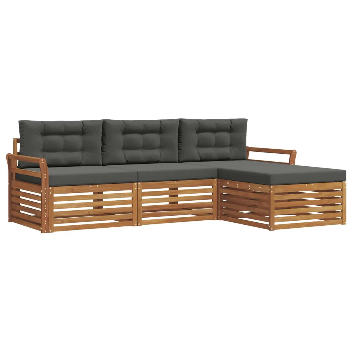 Outdoor Sofa Set Modern Natural Anthracite 254x162.5x73cm Solid Acacia Wood