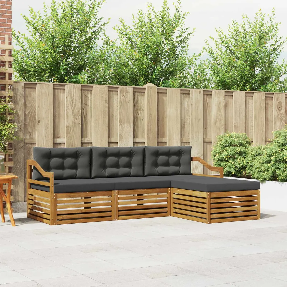Outdoor Sofa Set Modular Natural Anthracite Solid Acacia Wood Garden Furniture
