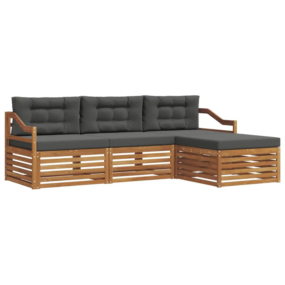 Outdoor Sofa Set Modular Natural Anthracite Solid Acacia Wood Garden Furniture